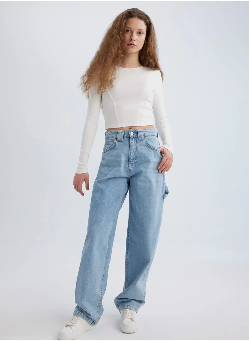 DeFacto Carpenter High Waist Loose Cut Long Jeans