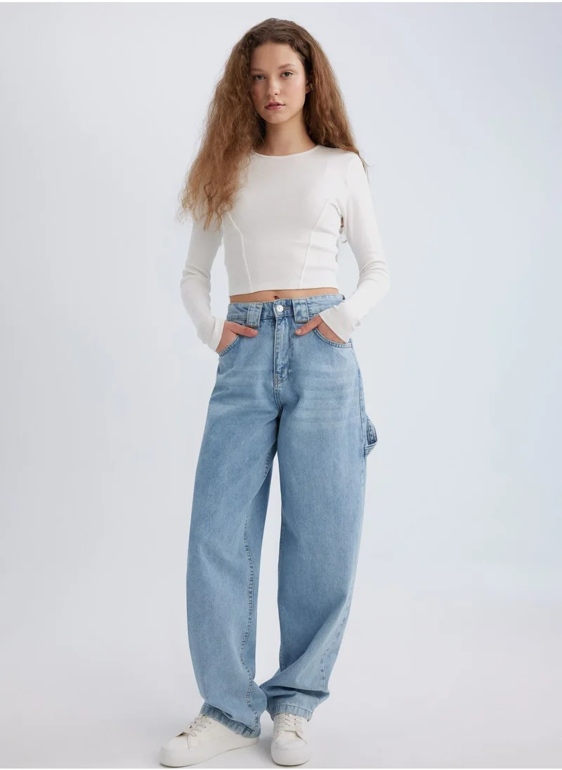 DeFacto Carpenter High Waist Loose Cut Long Jeans