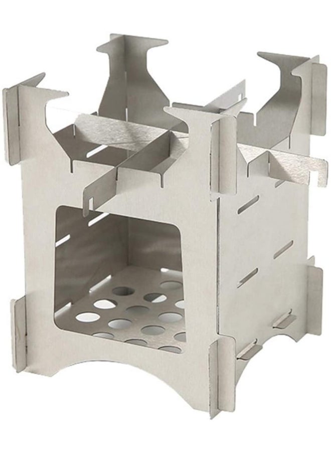 إسكدنيا موقد قابل للطي للتخييم وحرق الخشب من الاستانلس ستيل 10x12.7x10سم - Image 1