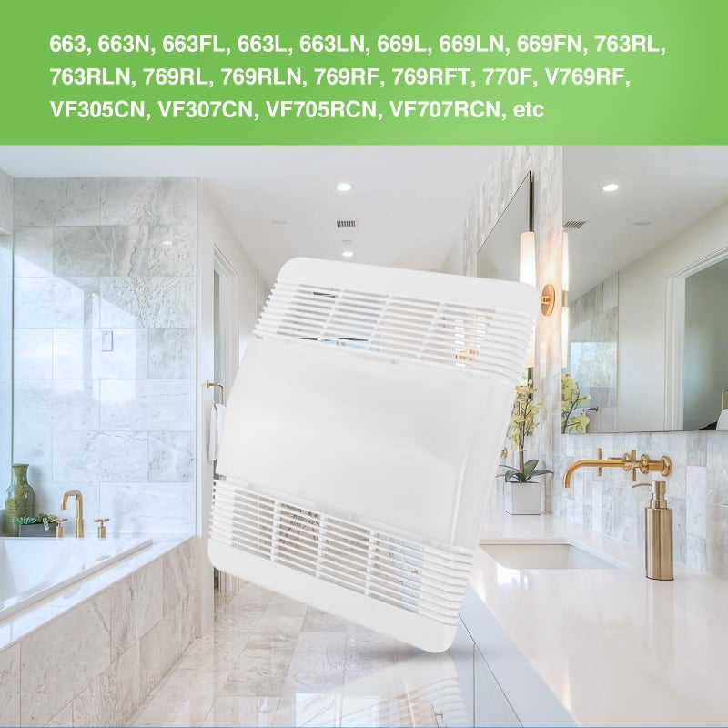 Sfneer 85315000 bathroom exhaust fan vent cover | bathroom fan light cover Replacement Broan-Nutone 663, 663N, 663FL, 663L, 663LN, 669L, 669LN, 669FN, 763RL, 763RLN, 769RL, 769RLN, 769RF - Image 4
