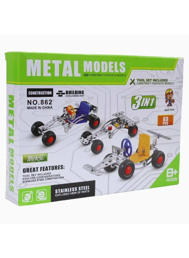 Aole Toys 3-in-1 Metal Models Construction Kit - 83 Pcs - Image 2