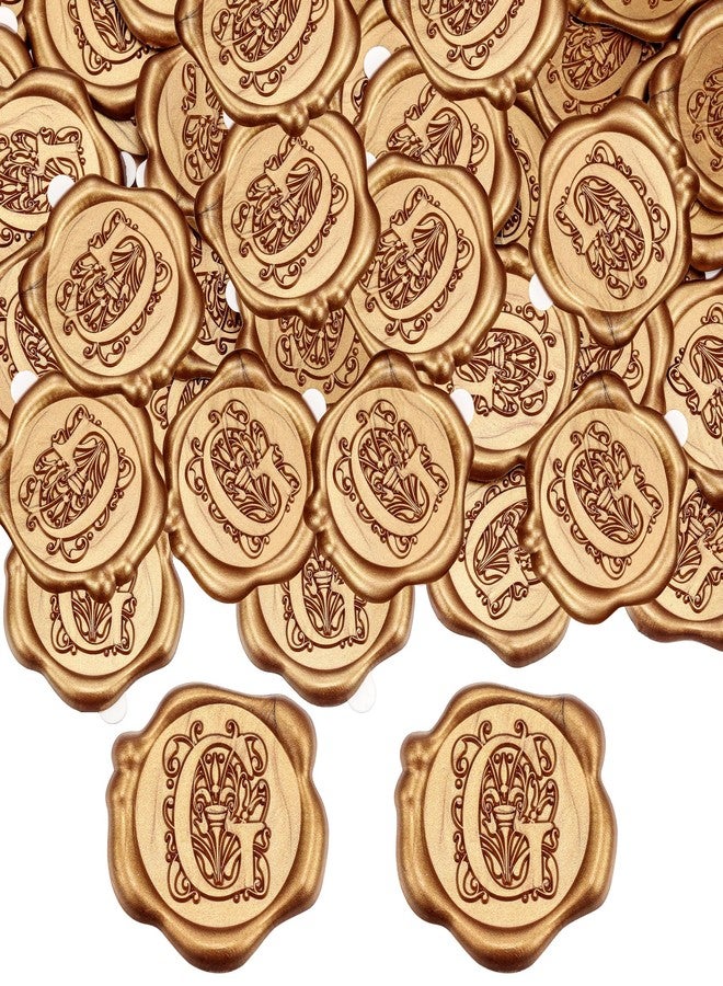 Yoption 50Pcs Antique Gold Letter G Adhesive Wax Seal Stickers, Regal Initial Alphabet Wax Seal Stickers Envelope Seal Stickers for Wedding Party Birthday Christmas (G) - Image 2
