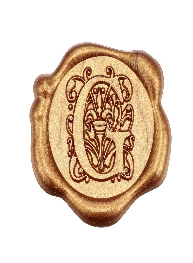 Yoption 50Pcs Antique Gold Letter G Adhesive Wax Seal Stickers, Regal Initial Alphabet Wax Seal Stickers Envelope Seal Stickers for Wedding Party Birthday Christmas (G) - Image 1