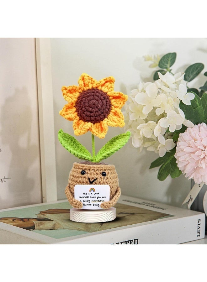 GIFT Positive Sunflower Doll Crochet with Card, This is A Little Reminder - Appreciation Gift for Coworker, Best Friend, Teacher, Sister, Mom -  Birthday, Thank You Gift for Women, Men - Image 3