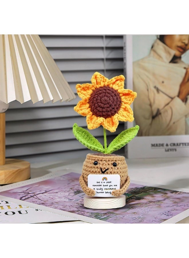 GIFT Positive Sunflower Doll Crochet with Card, This is A Little Reminder - Appreciation Gift for Coworker, Best Friend, Teacher, Sister, Mom -  Birthday, Thank You Gift for Women, Men - Image 4