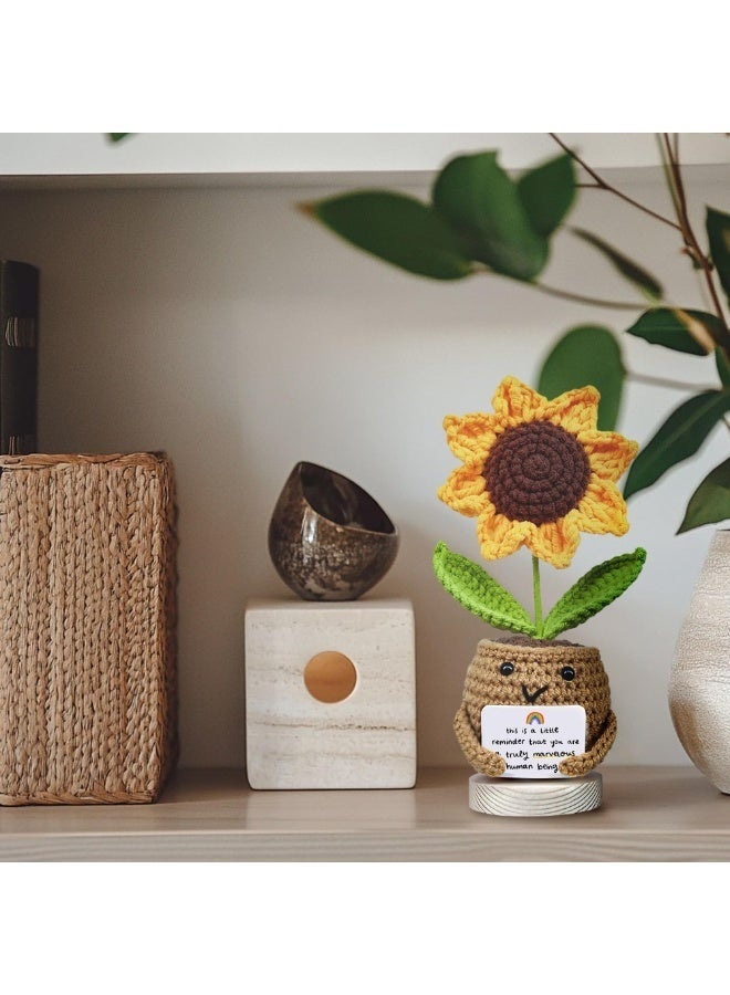 GIFT Positive Sunflower Doll Crochet with Card, This is A Little Reminder - Appreciation Gift for Coworker, Best Friend, Teacher, Sister, Mom -  Birthday, Thank You Gift for Women, Men - Image 2