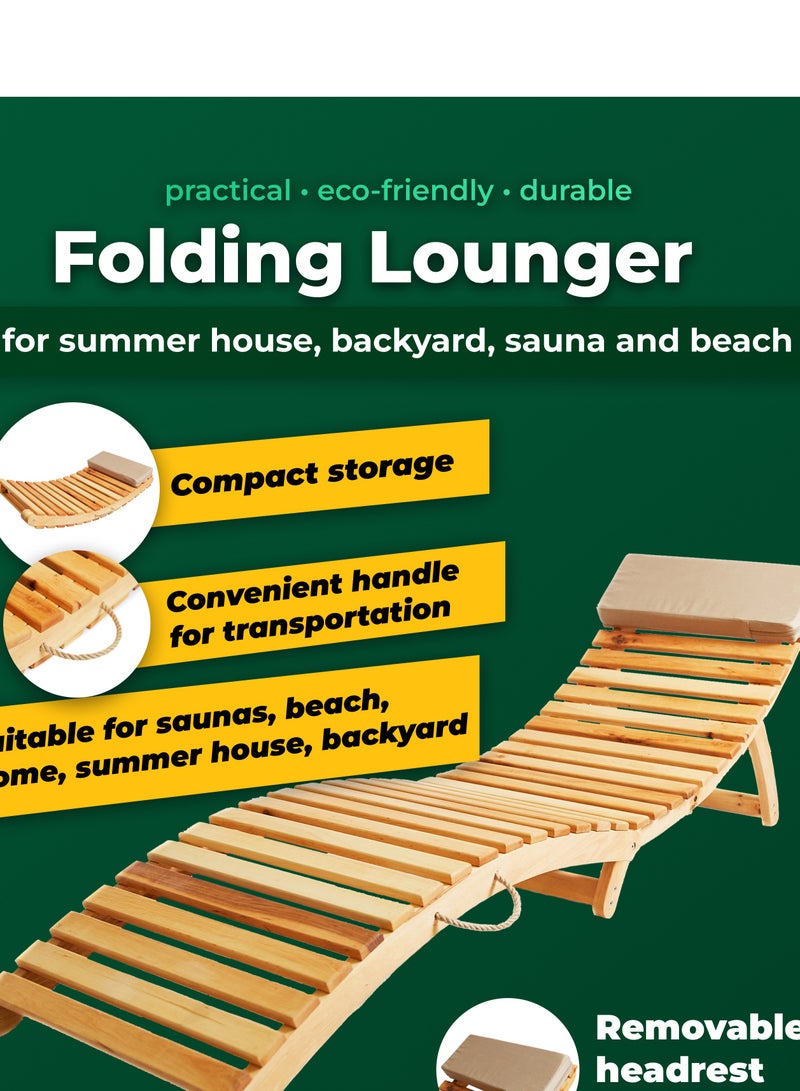 Timbergood Timbergood Wooden Folding Sunbed - Image 1