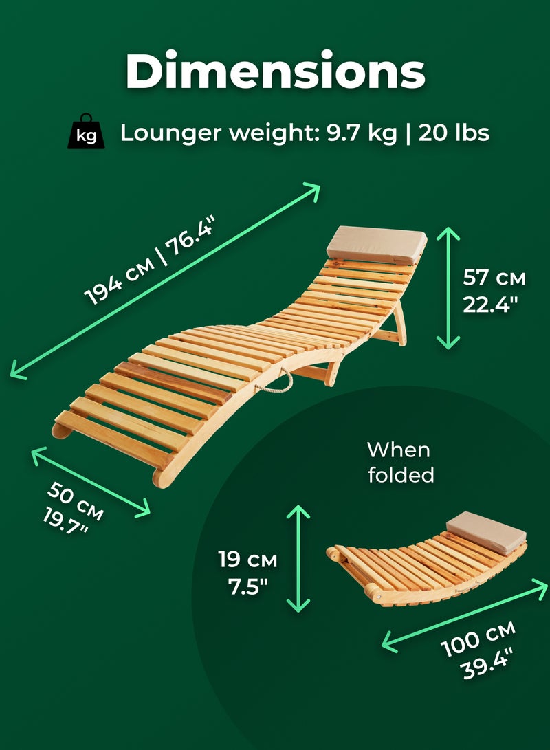 Timbergood Timbergood Wooden Folding Sunbed - Image 3