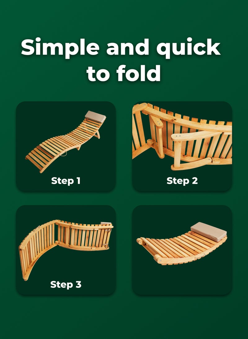 Timbergood Timbergood Wooden Folding Sunbed - Image 4