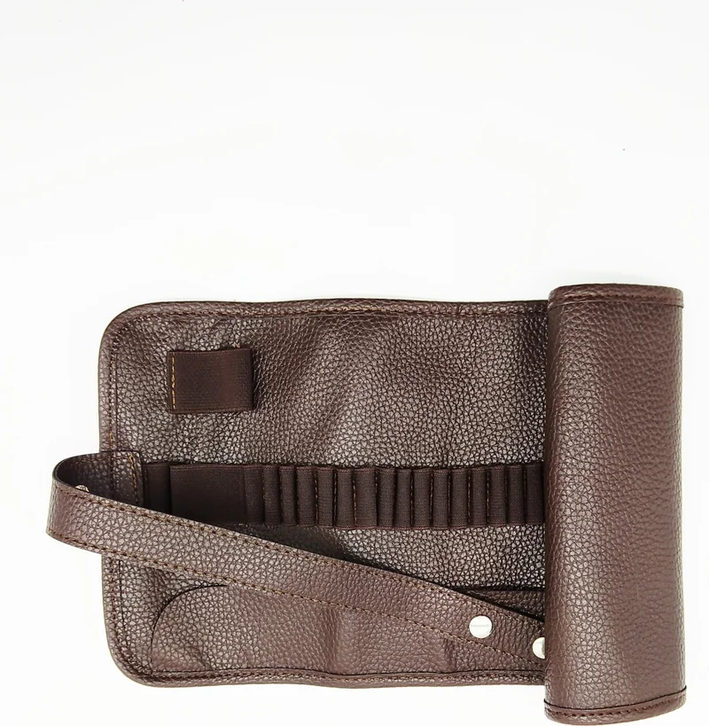 Hobi Market Art Faux Leather Roll Pen Holder 36 Compartments Brown