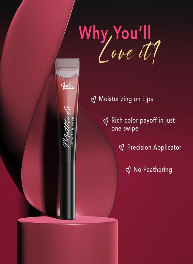 Glam 21 Glam21 Mattitude Liquid Matte Lipstick | 16Hr Long Stay | Non-Transfer & Smudge-Proof |Enriched with Vitamin E, Coffee & Cherry Oil |Moisturizing & Comfortable | 7.5ml,Rust Never Lies - Image 4