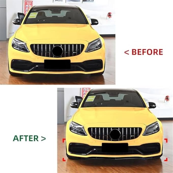 AUSMILA Front Bumper Spoiler Lip Kit for Benz C Class W205 S205 2015-2022 C63 AMG 4-Door 5-Door - Image 4