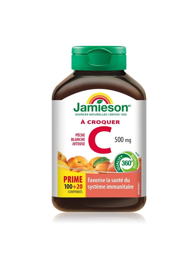 Jamieson Vitamin C Chewables 500 mg - Juicy White Peach Flavour, 120 Tablets - Image 2