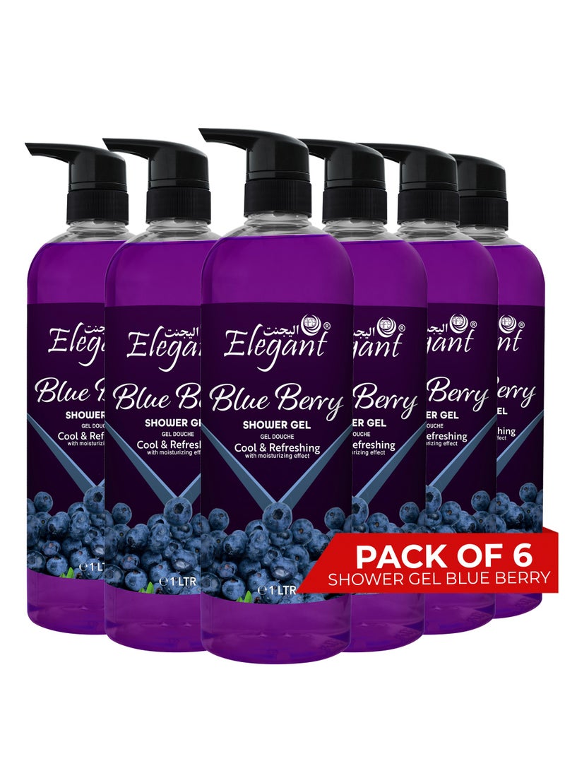 Elegant 6-Pieces Blue Berry Shower Gel 1 Liter - Image 1
