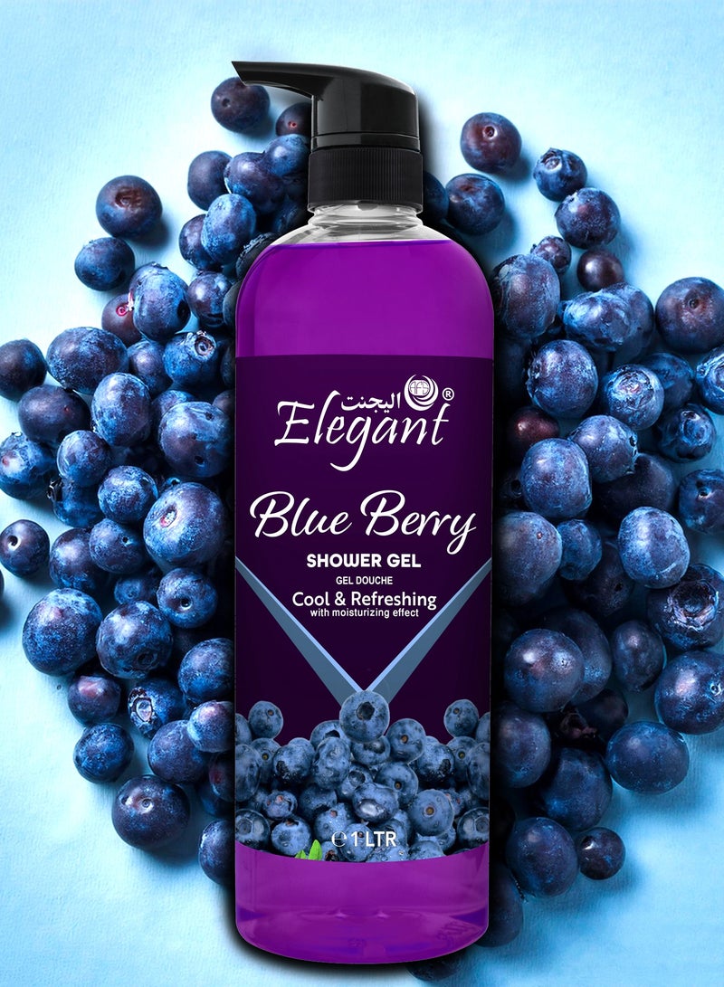 Elegant 6-Pieces Blue Berry Shower Gel 1 Liter - Image 2