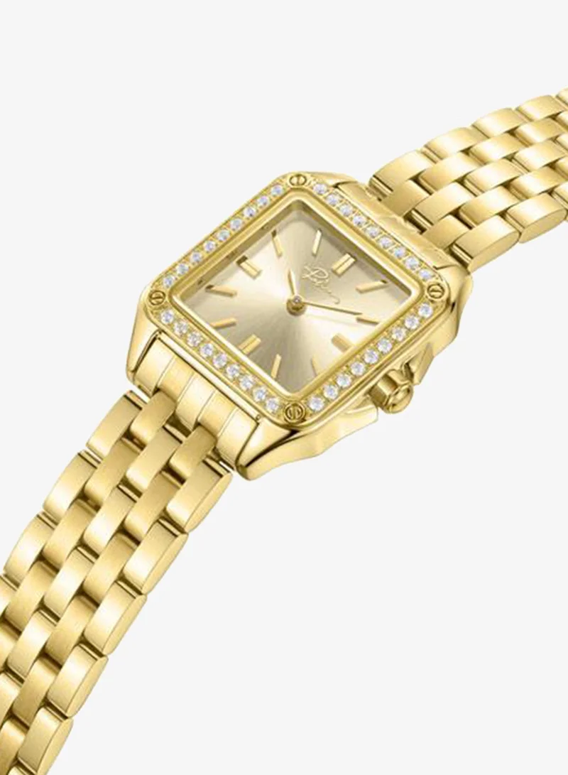 Police Yellow Gold Women's Omaha Champagne Dial Stainless Steel Bracelet Analog Watch for Women, 27.8mm for Women | Best Price UAE