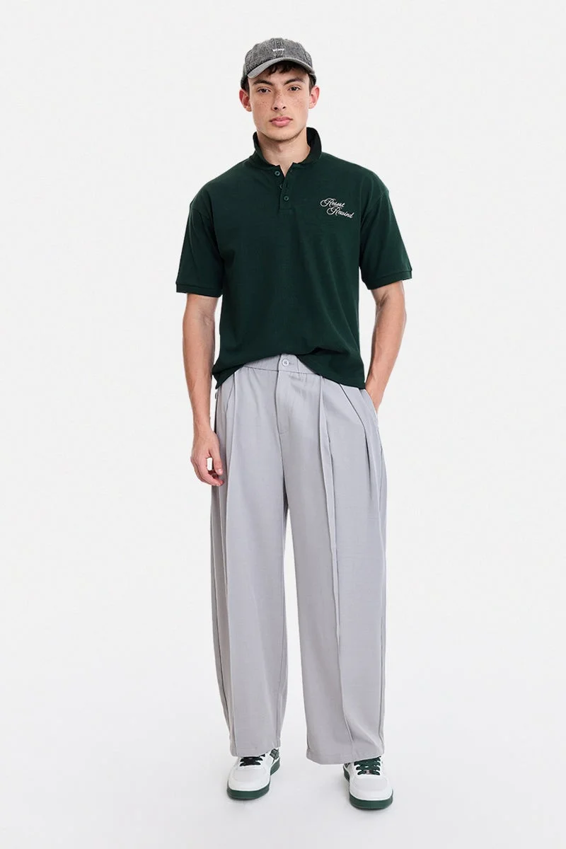 سنيتش Dark Green Embroidered Half Sleeve Oversized Streetwear T-Shirt