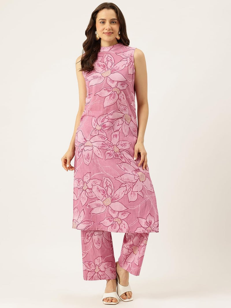 feranoid Floral Sleeveless Cotton Co-Ord Set with Choker Neckline – Pure Cotton | Sizes S–XXL - Image 2