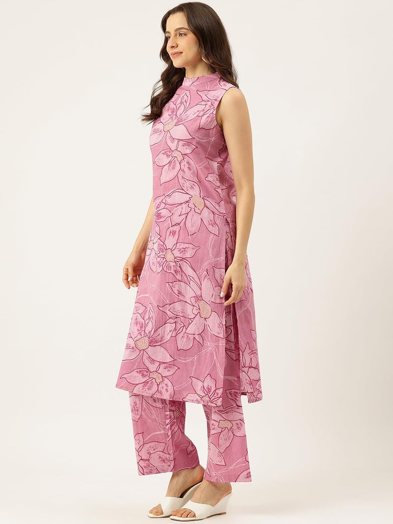 feranoid Floral Sleeveless Cotton Co-Ord Set with Choker Neckline – Pure Cotton | Sizes S–XXL - Image 5