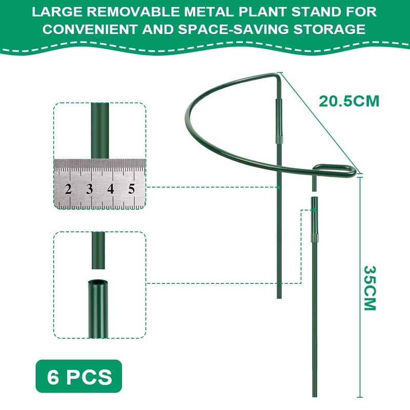 OFFCUP 6 x 20 x 35 cm Green Metal Garden Plant Supports Half Round, Garden Support Ring for Peonies Hydrangeas Roses Sedum Vegetables Tomatoes - Image 2