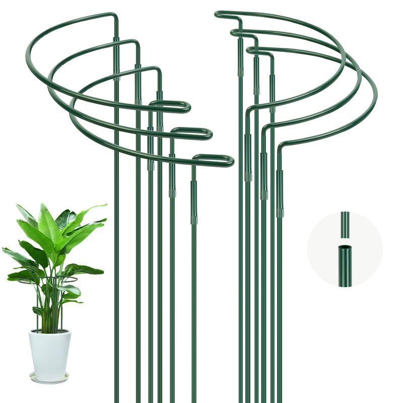 OFFCUP 6 x 20 x 35 cm Green Metal Garden Plant Supports Half Round, Garden Support Ring for Peonies Hydrangeas Roses Sedum Vegetables Tomatoes - Image 1