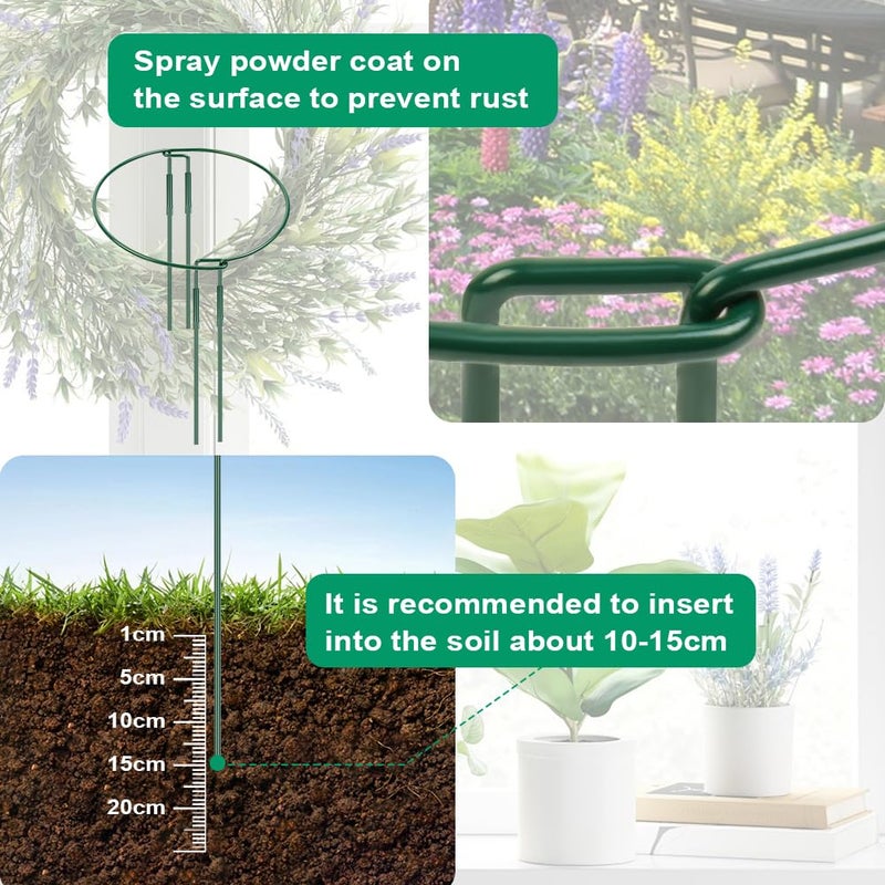 OFFCUP 6 x 20 x 35 cm Green Metal Garden Plant Supports Half Round, Garden Support Ring for Peonies Hydrangeas Roses Sedum Vegetables Tomatoes - Image 5