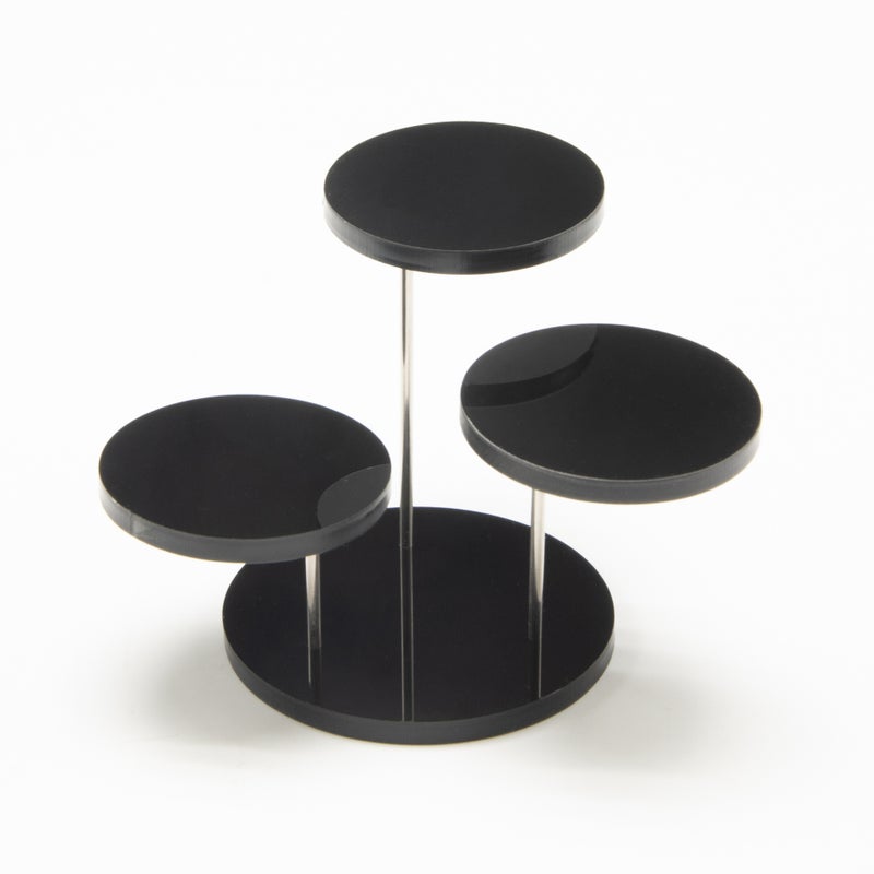 Acrylic Ring Display Stand Multi-Tier Jewelry Organizer 3 round black 