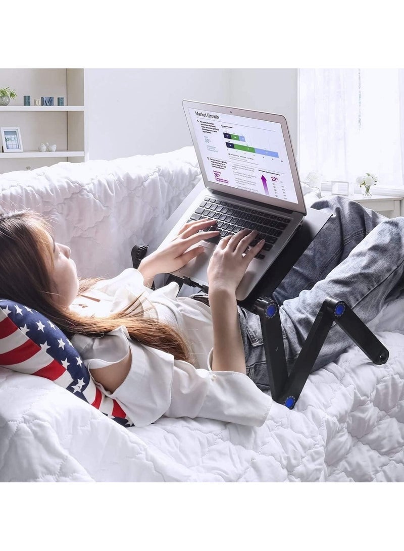 Extended Version Aluminium Alloy Folding Laptop Desk with Book Holder Portable Bed & Sofa Tray Black - Image 3