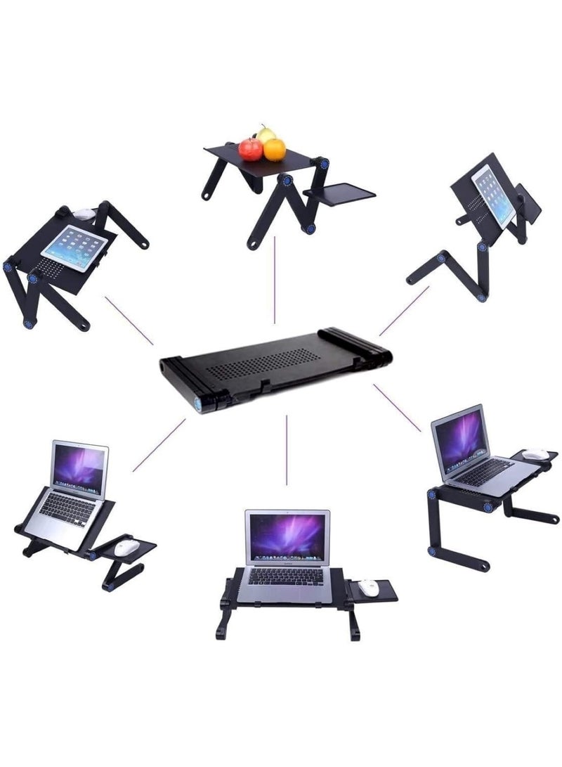 Extended Version Aluminium Alloy Folding Laptop Desk with Book Holder Portable Bed & Sofa Tray Black - Image 2