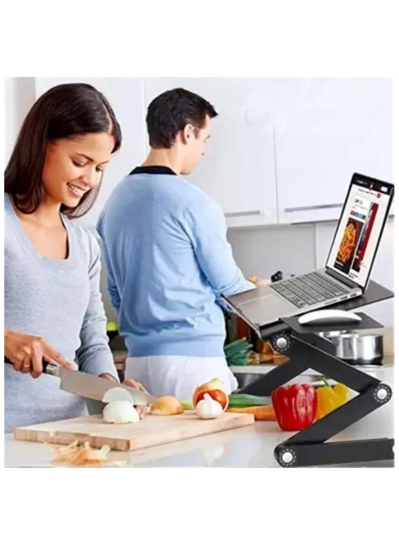 Extended Version Aluminium Alloy Folding Laptop Desk with Book Holder Portable Bed & Sofa Tray Black - Image 4