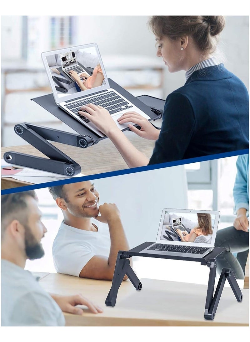 Extended Version Aluminium Alloy Folding Laptop Desk with Book Holder Portable Bed & Sofa Tray Black - Image 5