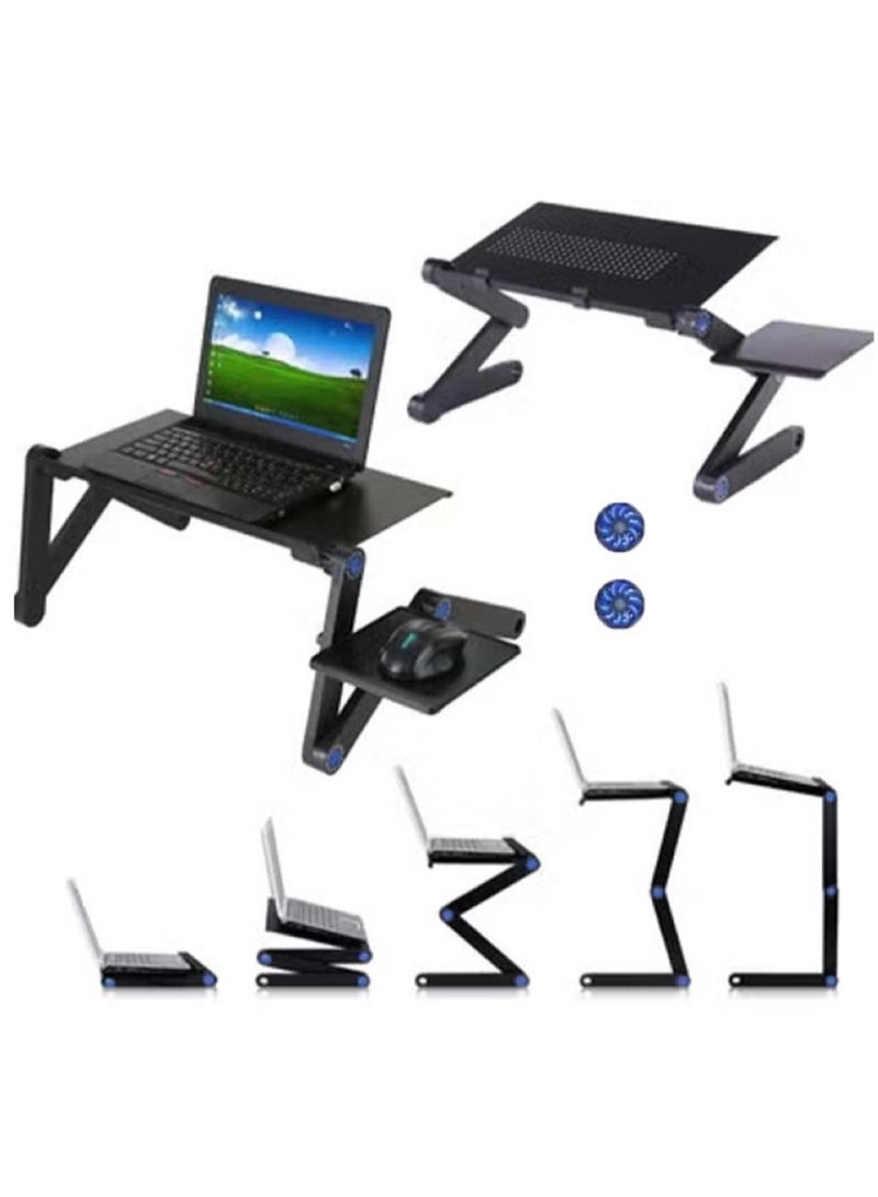 Extended Version Aluminium Alloy Folding Laptop Desk with Book Holder Portable Bed & Sofa Tray Black - Image 1