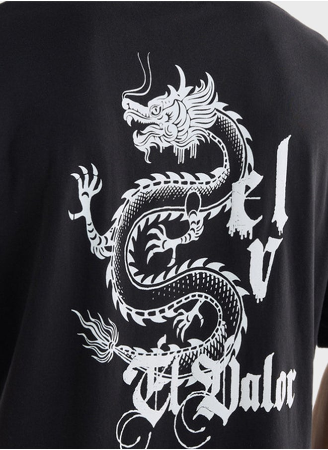 FAV Dragon Print T-Shirt With Crew Neck  - Image 3