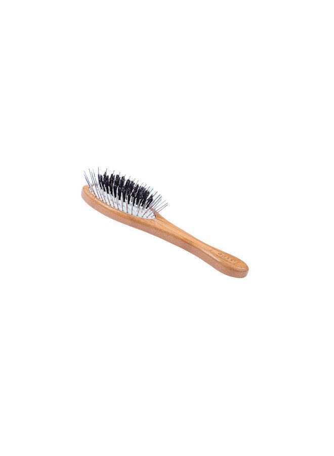 باس فرشاة Bass | The Hybrid Groomer | فرشاة تلميع وترطيب الحيوانات الأليفة | فرشاة الحيوانات الأليفة الحاصلة على براءة اختراع والحائزة على جائزة | شعيرات طبيعية + دبوس من سبائك | مقبض من الخيزران الخالص | بيضاوي صغير | لمسة نهائية داكنة | طراز A13-DB - Image 4