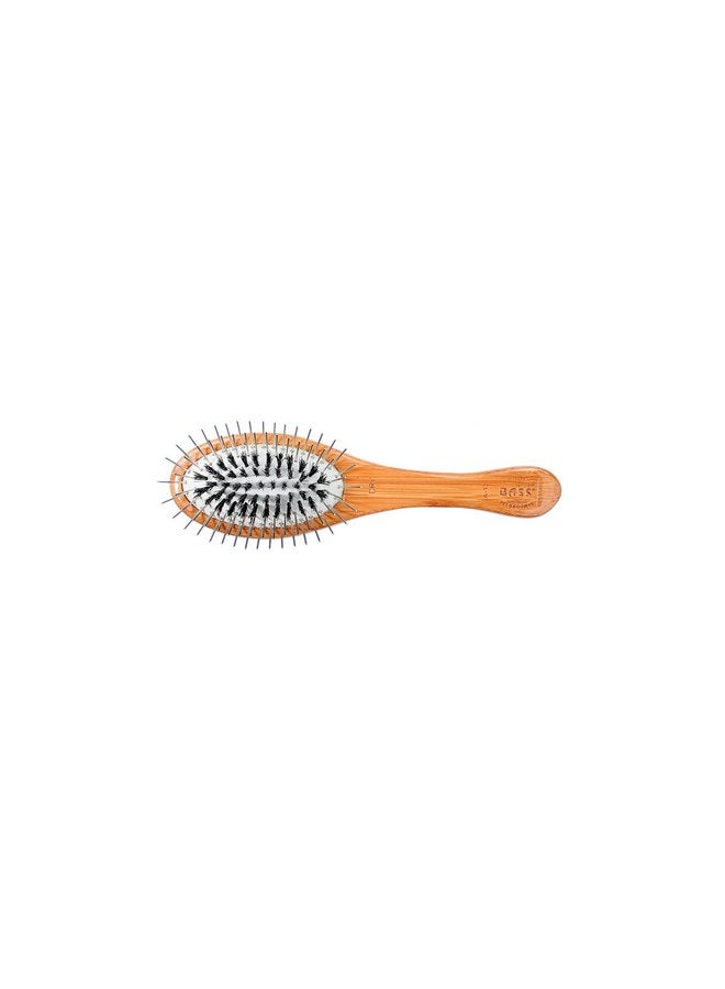 باس فرشاة Bass | The Hybrid Groomer | فرشاة تلميع وترطيب الحيوانات الأليفة | فرشاة الحيوانات الأليفة الحاصلة على براءة اختراع والحائزة على جائزة | شعيرات طبيعية + دبوس من سبائك | مقبض من الخيزران الخالص | بيضاوي صغير | لمسة نهائية داكنة | طراز A13-DB - Image 3