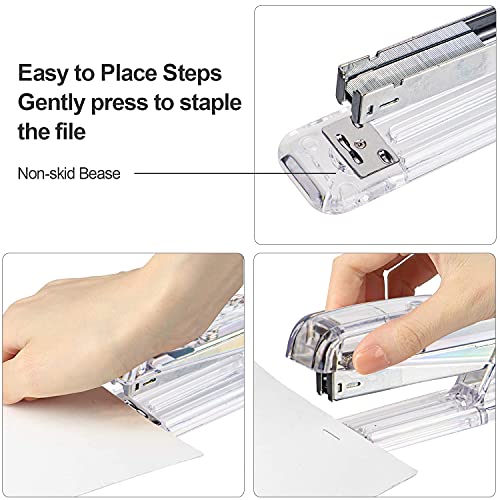 LepoHome Transparent Acrylic Stapler - Silver, Modern Style for Office - Image 3