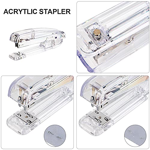 LepoHome Transparent Acrylic Stapler - Silver, Modern Style for Office - Image 4