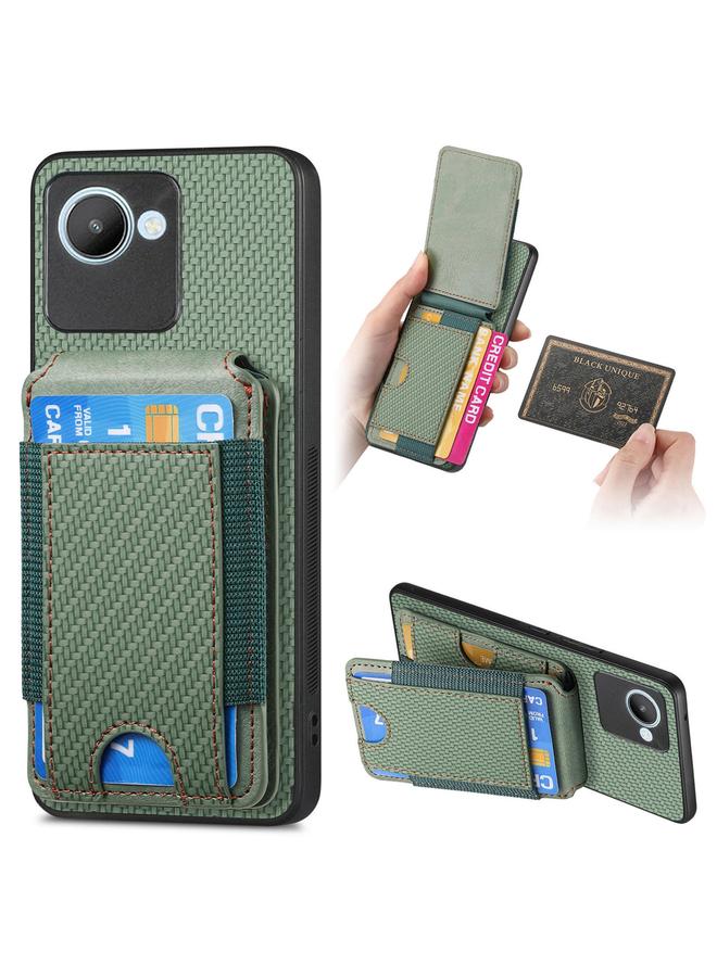 اس-توب جراب هاتف Realme C30S من ألياف الكربون مع حامل محفظة عمودي قابل للطي - Image 1