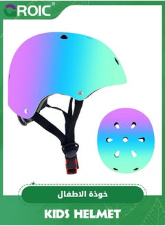 GROIC Colorful Gradient Helmet for kids, Kids Bike Helmets,Adjustable Multi-Sport Protective Gear Set,Kid Bicycle Skateboard  - Image 1