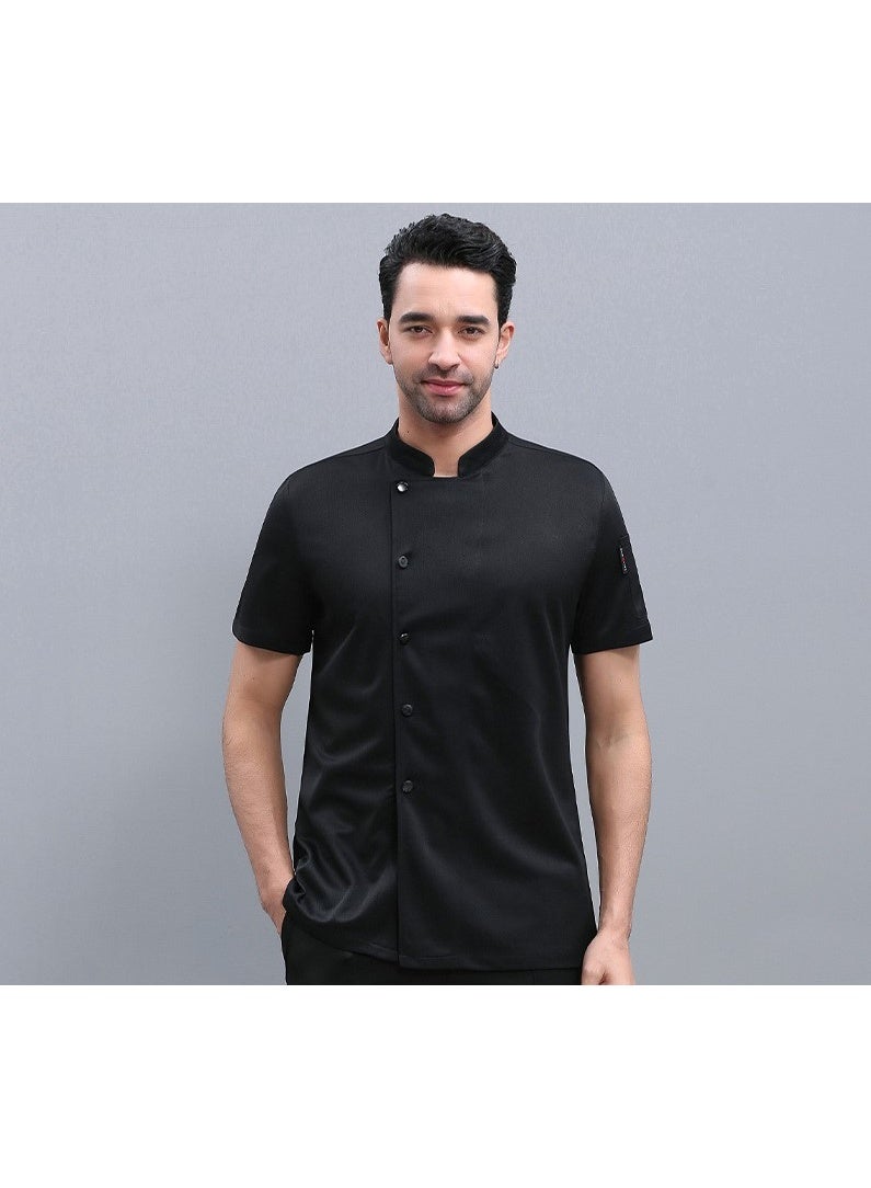 NIBEMINENT Chef Overalls Short Sleeve Summer Hotel Restaurant Chef Uniform Breathable Thin Kitchen Work Clothes  - Image 1