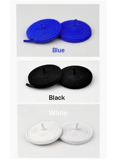 Mi techo No Tie Shoe Laces White Black and Blue with Metal Capsules Combo For Men's and Women's Suitable for  Flat Shoe, Sneakers, Work Boot and All type  - Image 2