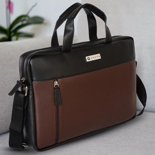 Cross Men's Brown & Black Vegan Leather 14" Laptop Messenger Bag with Flat Handle|1 Main Compartment|1 Front Zip Pocket|2 Slipping Pocket - Image 2