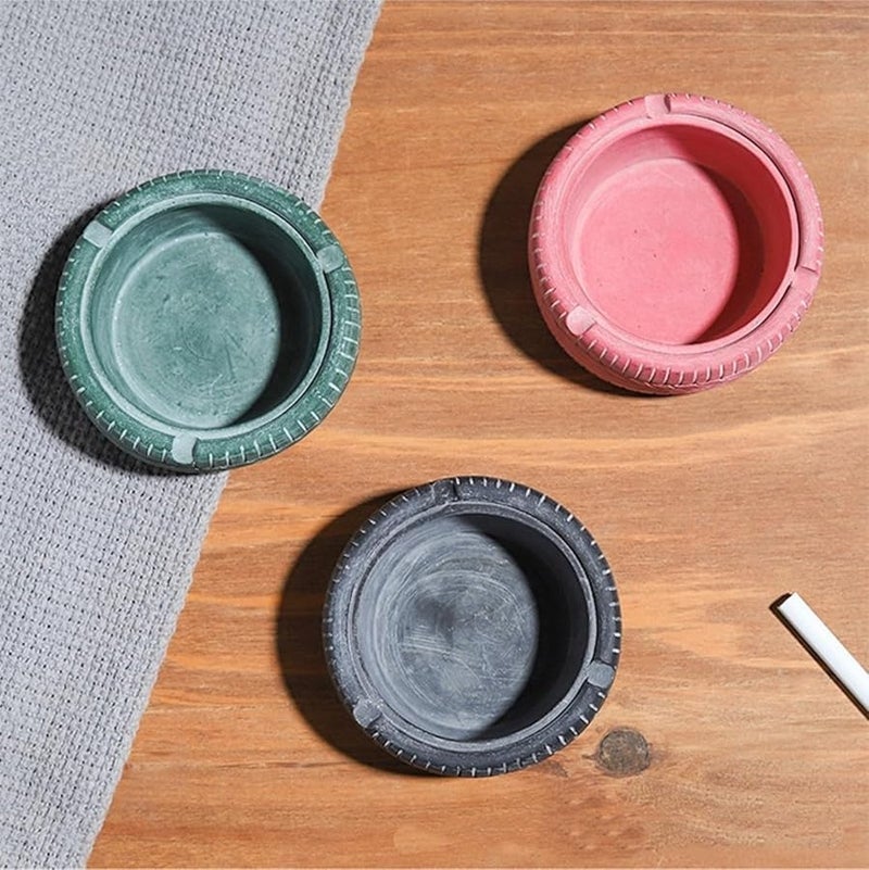 American Retro Tire Ashtray Creative Home Bar Decor Ornament Pure Black - Image 5