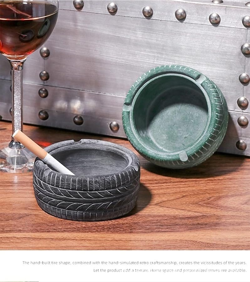 American Retro Tire Ashtray Creative Home Bar Decor Ornament Pure Black - Image 4