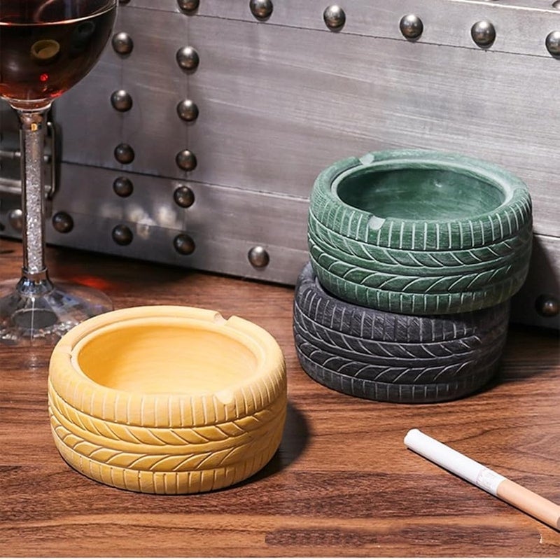 American Retro Tire Ashtray Creative Home Bar Decor Ornament Pure Black - Image 3