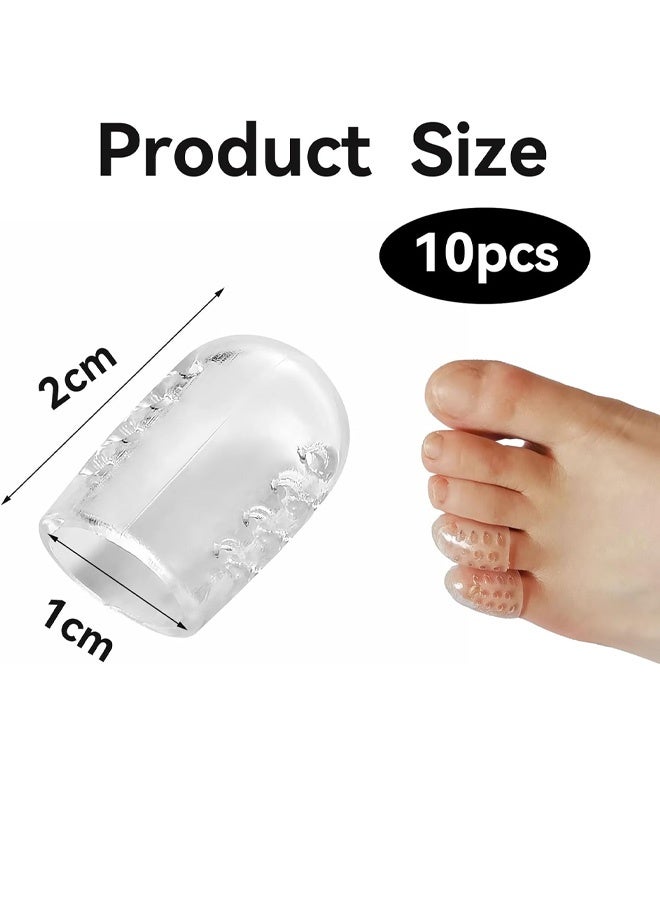 10 قطع من واقيات أصابع القدم من السيليكون، واقي مضاد للاحتكاك لأصابع القدم الكبيرة، واقيات أصابع القدم للنساء، واقيات أصابع القدم القابلة للتنفس للأحذية، أغطية أصابع القدم المريحة بفتحات صغيرة، للبثور والذرة (شفافة) - Image 2