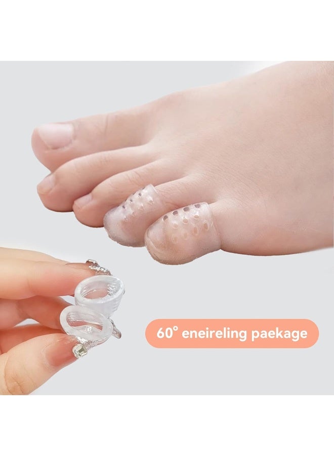 10 قطع من واقيات أصابع القدم من السيليكون، واقي مضاد للاحتكاك لأصابع القدم الكبيرة، واقيات أصابع القدم للنساء، واقيات أصابع القدم القابلة للتنفس للأحذية، أغطية أصابع القدم المريحة بفتحات صغيرة، للبثور والذرة (شفافة) - Image 3