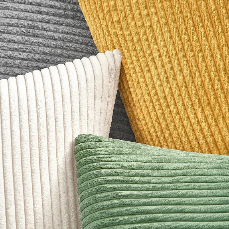 Topfinel Cushion Covers, 60 x 60 cm, Green Corduroy, Set of 2, Striped Pattern Cushion Cover for Decorative Cushions, Sofa Cushion, Couch Cushion, Decorative Cushion Cover, Living Room, Bedroom - Image 4