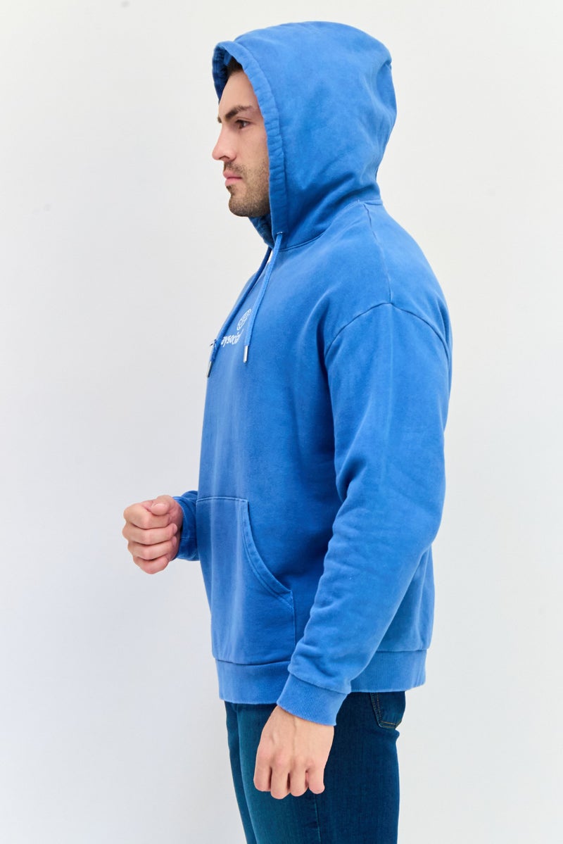 Asos Design Men Graphic Print Long Sleeves Hoodie, Blue - Image 2