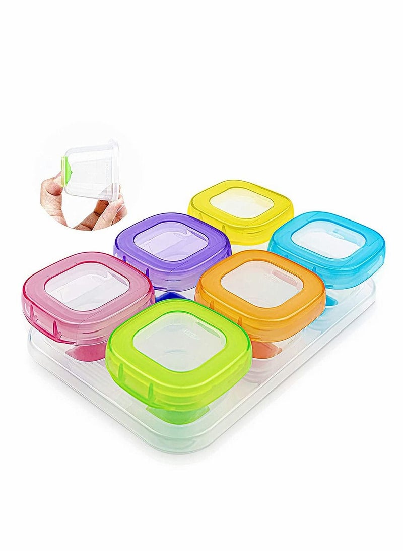 Excefore Baby Food Blocks Containers, Leakproof Baby Food Containers with Lid and Soft Base, BPA Free Resuable Baby Food Jars for Freezer, Microwave Dishwasher Safe 6Pcs 2oz - Image 1
